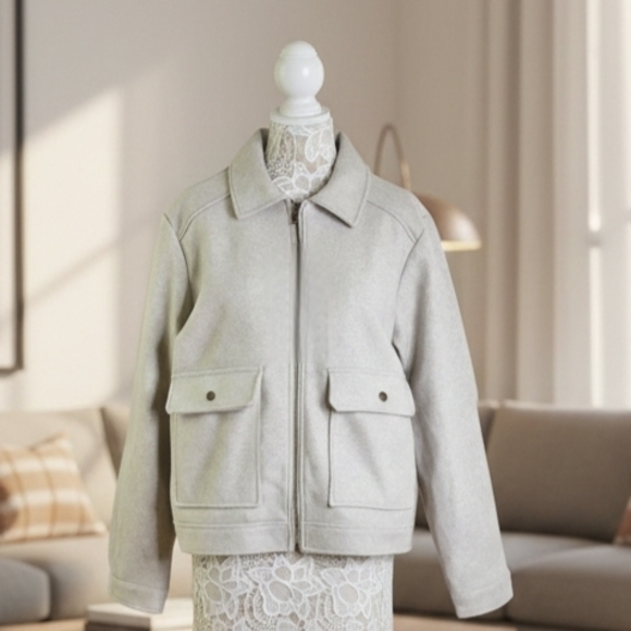 Banana Republic Jackets & Blazers - Banana Republic Women's Light Gray Polyester Jacket Size L